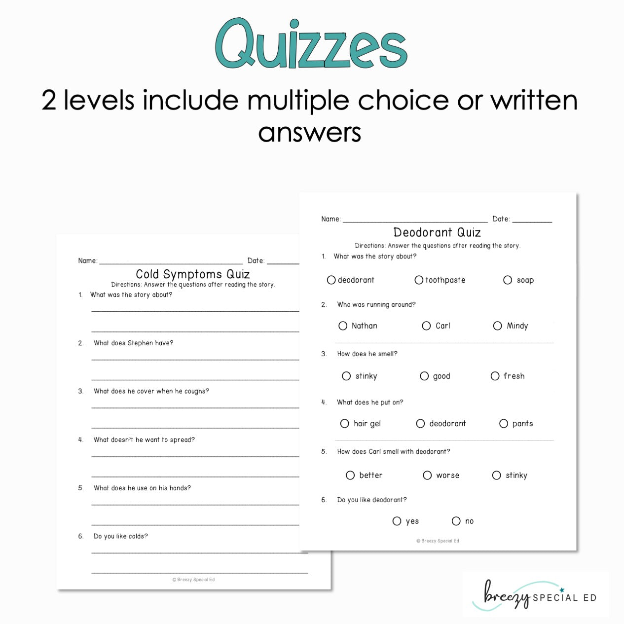 Hygiene - Easy Reading Comprehension for Special Education