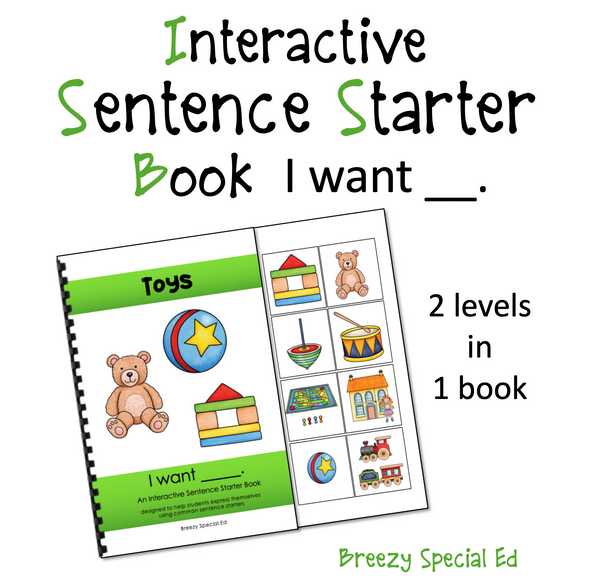Toys (I Want) Interactive/Adapted Sentence Starter Book - special ed