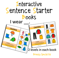 Clothing (I Wear) Interactive/Adapted Sentence Starter Book - special ed