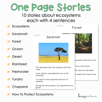 Ecosystems - Easy Reading Comprehension for Special Education