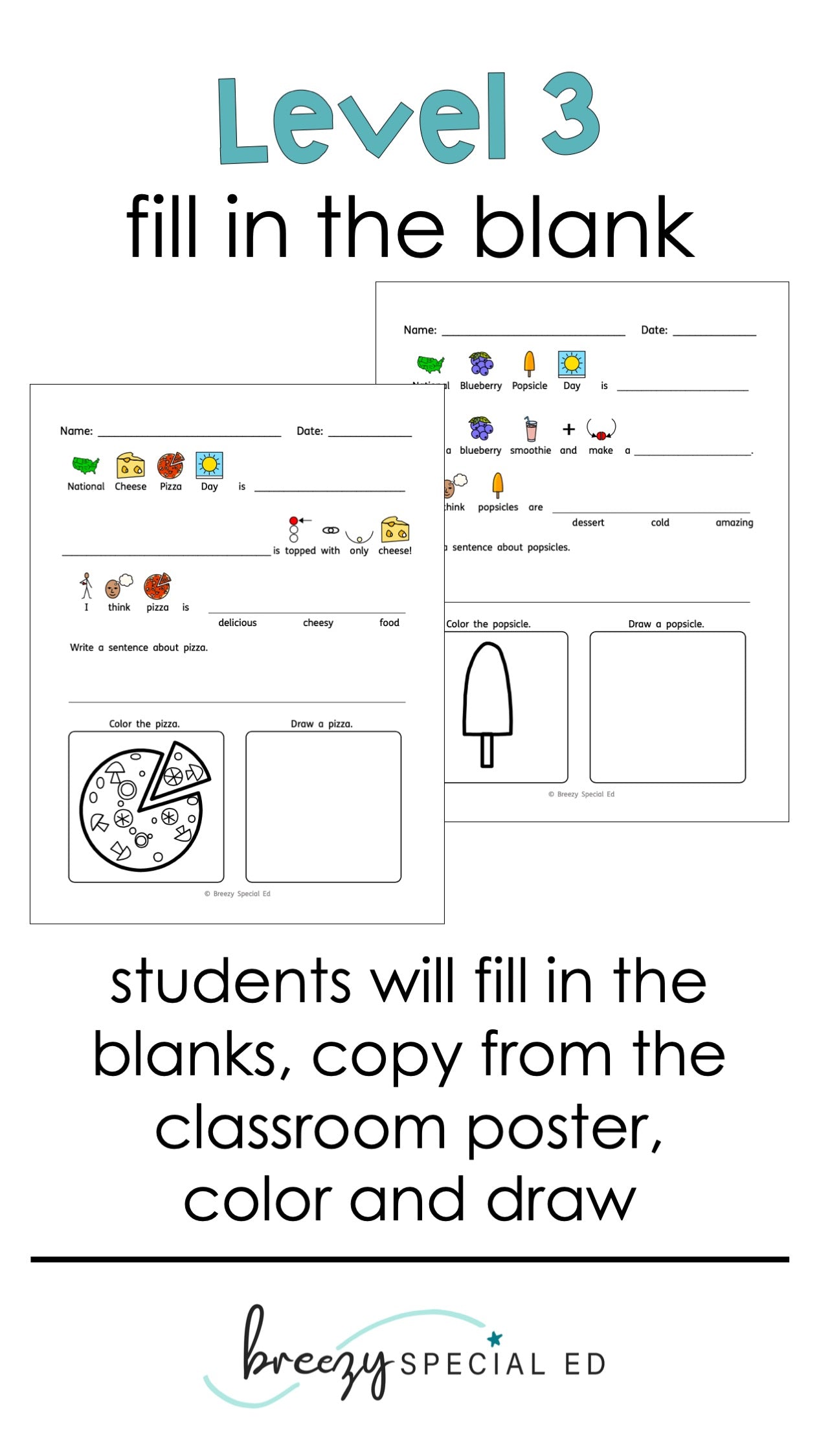 National Days September Differentiated Journals for special education