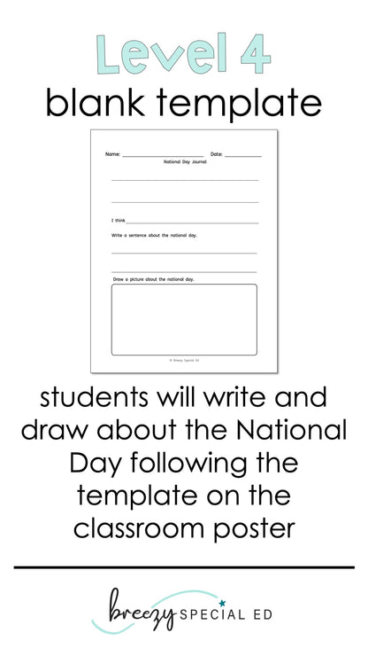 National Days September Differentiated Journals for special education