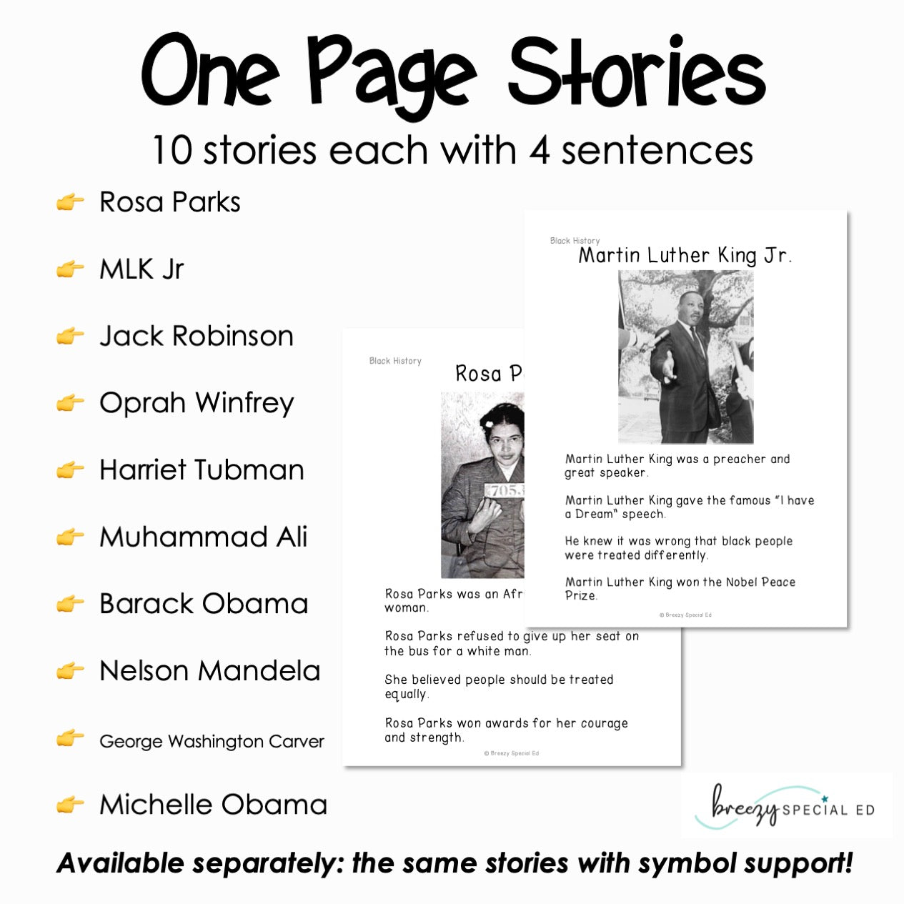 Black History Easy Reading Comprehension for Special Education