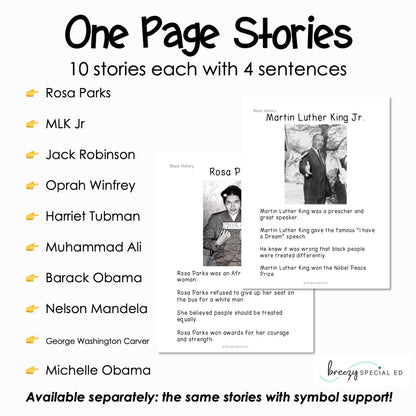 Black History Easy Reading Comprehension for Special Education