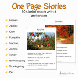 Fall and Thanksgiving - Easy Reading Comprehension for Special Education