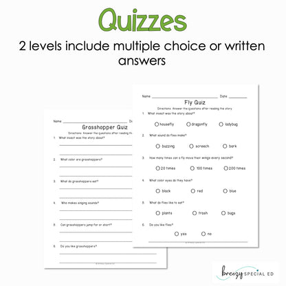 Insects - Easy Reading Comprehension for Special Education