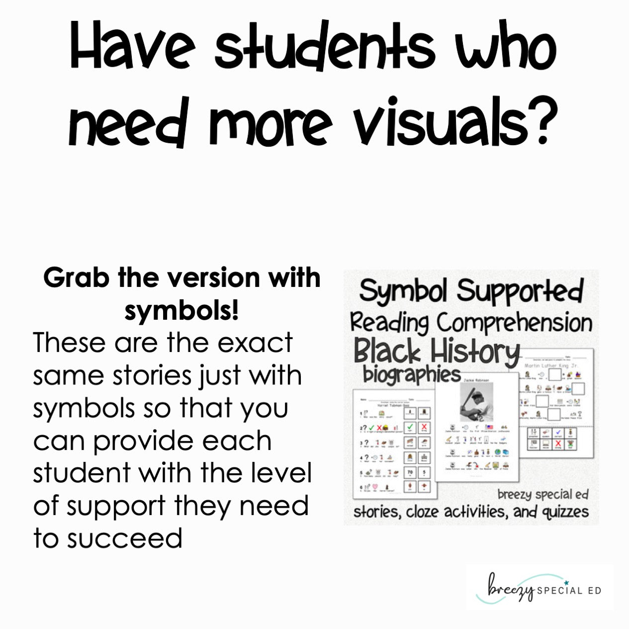 Black History Easy Reading Comprehension for Special Education