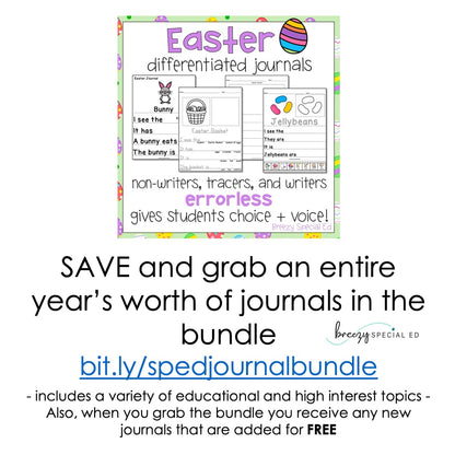 Easter Differentiated Journals - Writing for Special Education - Mini Pack