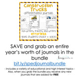 Construction Trucks Errorless Differentiated Journal Writing for Special Ed