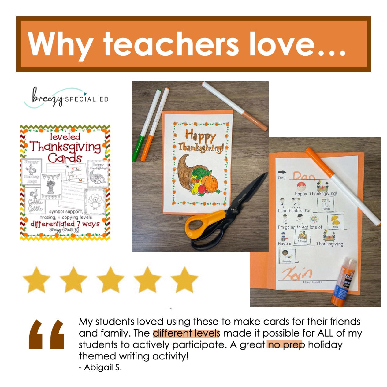 Thanksgiving Cards: Differentiated for ALL your Special Ed Students