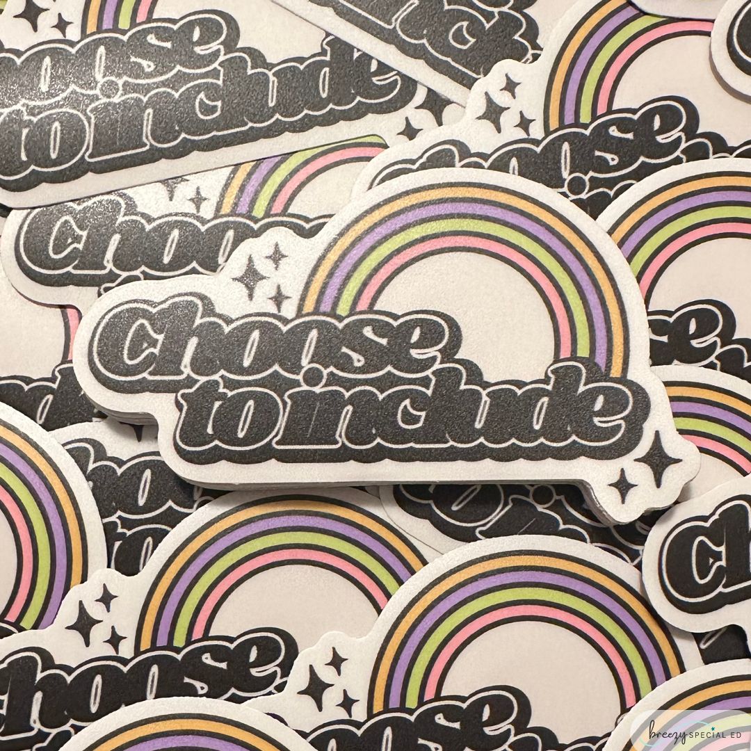 choose to include die cut sticker featuring a rainbow