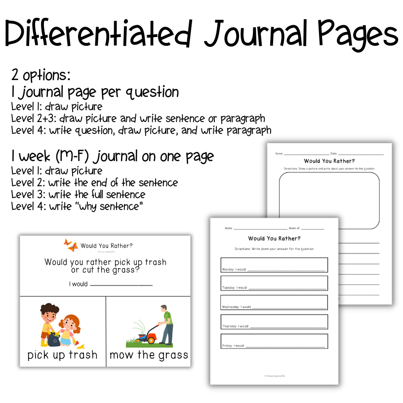 Would You Rather? Spring Questions + Journal Prompts Breezy Special Ed