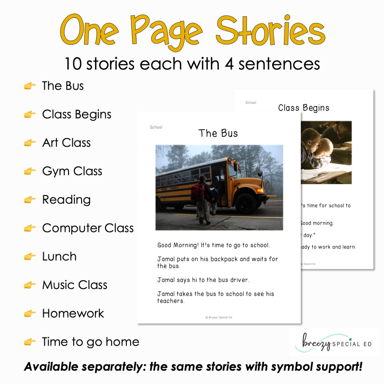 Back to School - Easy Reading Comprehension for Special Education