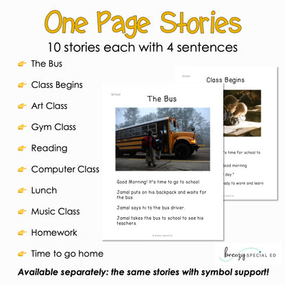 Back to School - Easy Reading Comprehension for Special Education