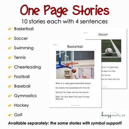 Sports - Easy Reading Comprehension for Special Education