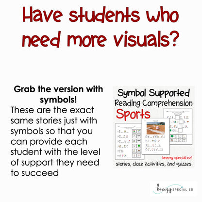Sports - Easy Reading Comprehension for Special Education