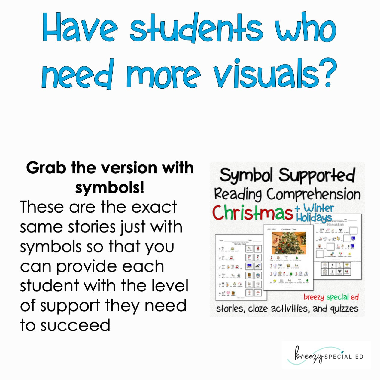 Christmas and Winter Holidays - Easy Reading Comprehension for Special Education