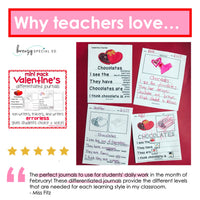Valentine's Day Differentiated Journals - Writing for Special Education