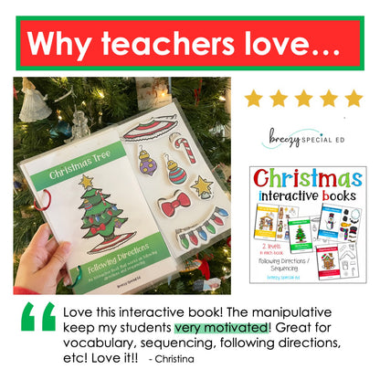 Christmas Adapted Books Following Directions + Sequencing for Special Ed Set 1