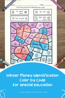 Winter Money Identification and Next Dollar Up Life Skill Math Color by Code
