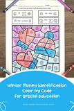 Winter Money Identification and Next Dollar Up Life Skill Math Color by Code