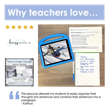 Picture Journal Prompts WINTER {Leveled Writing} Great for Special Ed