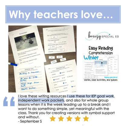 Winter - Easy Reading Comprehension for Special Education