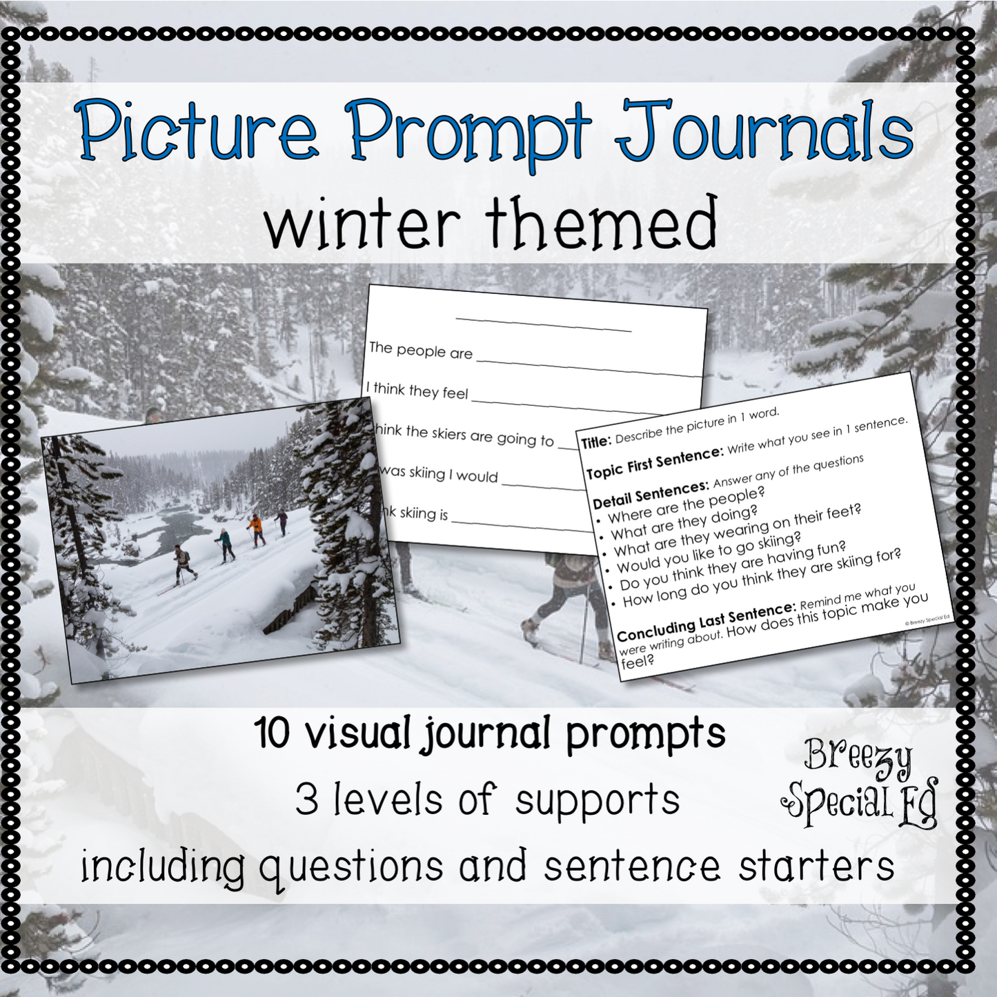 Picture Journal Prompts WINTER {Leveled Writing} Great for Special Ed