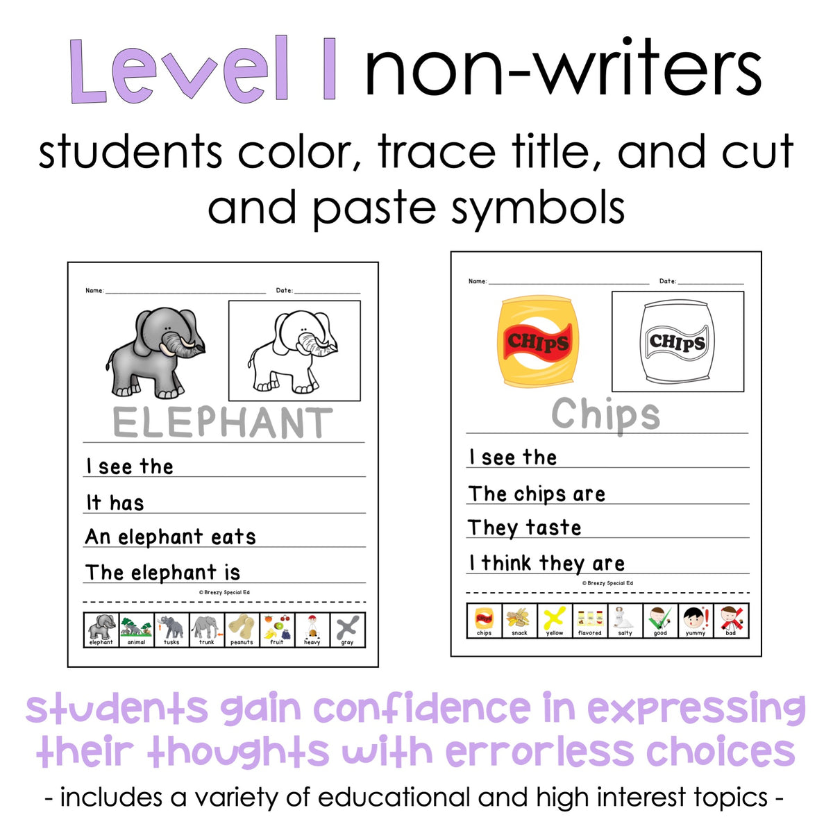 Errorless Journal Prompts BUNDLE: Differentiated Writing for Special E ...
