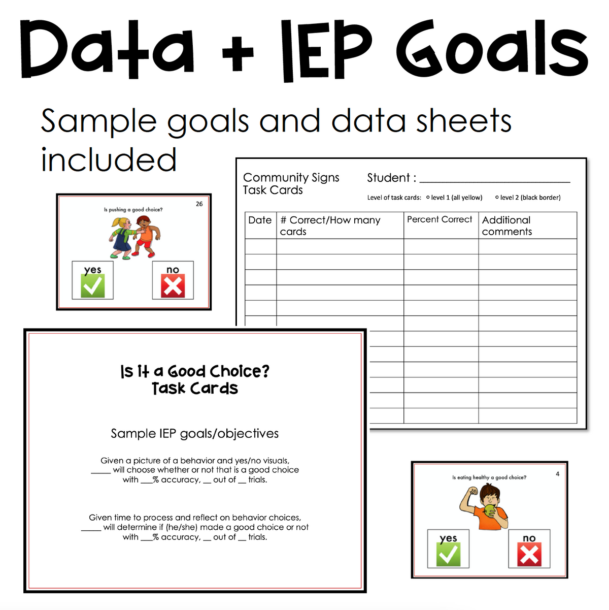 Is it a Good Choice? Behavior Yes/No Questions Task Cards for autism and special education