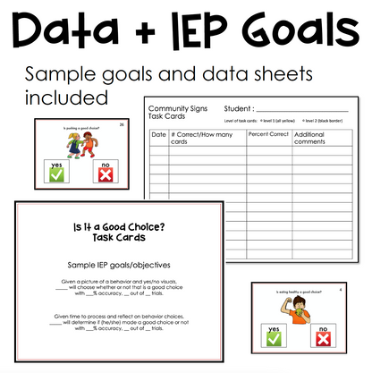 Is it a Good Choice? Behavior Yes/No Questions Task Cards for autism and special education