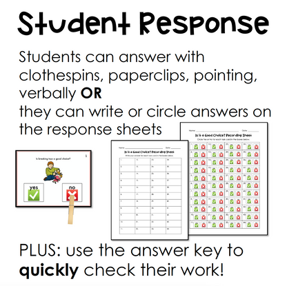 Is it a Good Choice? Behavior Yes/No Questions Task Cards for autism and special education