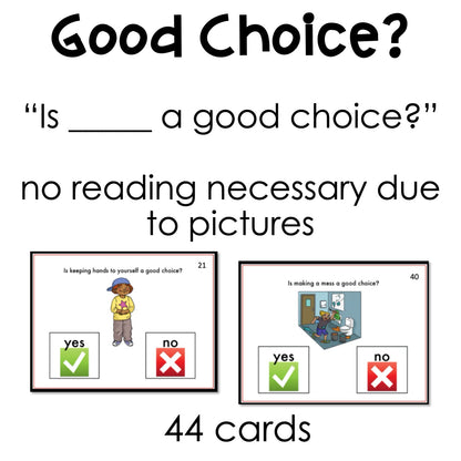 Is it a Good Choice? Behavior Yes/No Questions Task Cards for autism and special education
