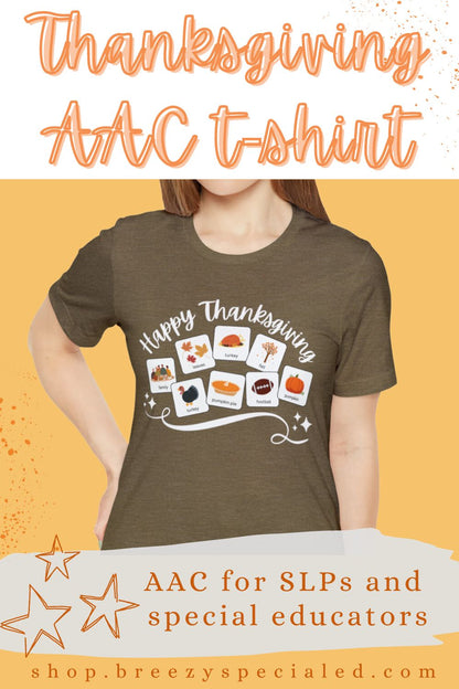 Happy Thanksgiving with symbols | Special Education Teacher Tee | ABA | Speech Therapist Tshirt