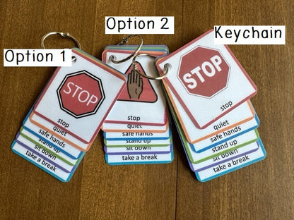 Visual Rules Keychain/Lanyard for Special Education/ personalized option - Fully Prepped