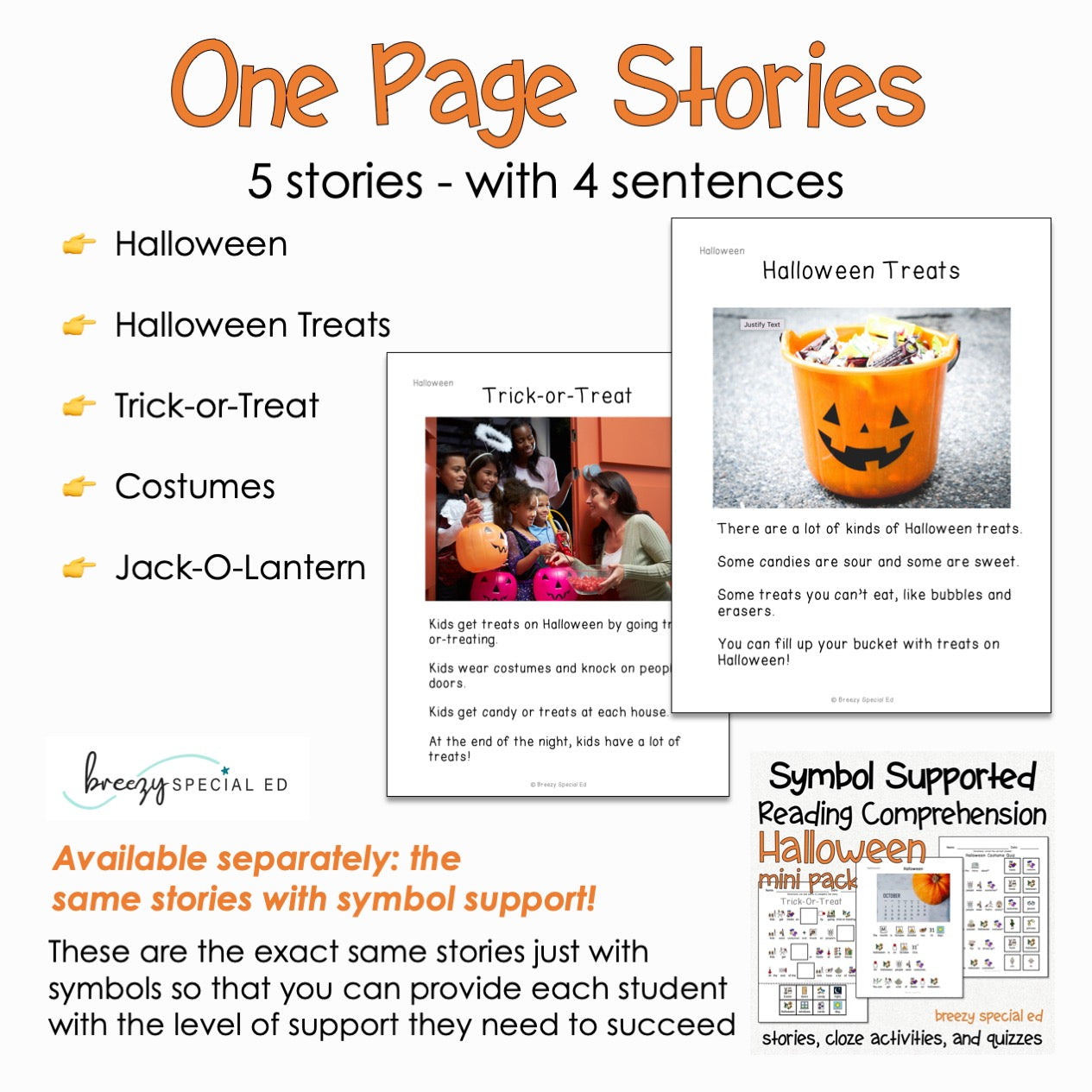 Halloween - Easy Reading Comprehension for Special Education