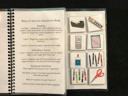 School and Art Supplies Sentence Starter Adapted Books (I Need) - Fully Prepped