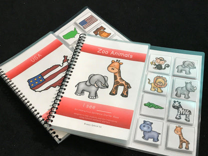 Zoo Animals and USA Sentence Starter Adapted Books  (I See) - Fully Prepped