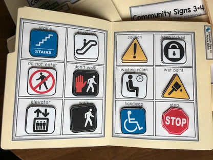 Community Signs File Folders ( 12 pk ) for Special Education - Fully Prepped