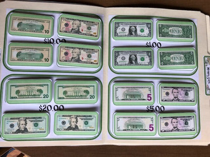 Money (Bills) ID / Sorting File Folders for Special Education- Fully Prepped