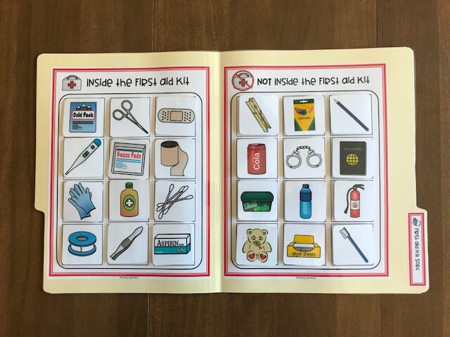 First Aid Life Skill File Folders For Special Education (10 pk) -Fully Prepped