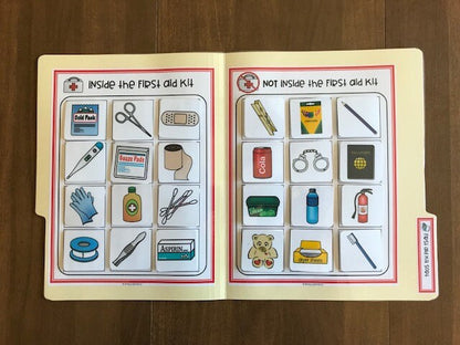 First Aid Life Skill File Folders For Special Education (10 pk) -Fully Prepped