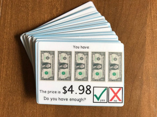 Do you have enough money? Money Math Task Cards for special education (Level 1) - Fully Prepped