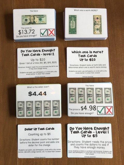 Money Math Task Card Bundle (special education) - Fully Prepped