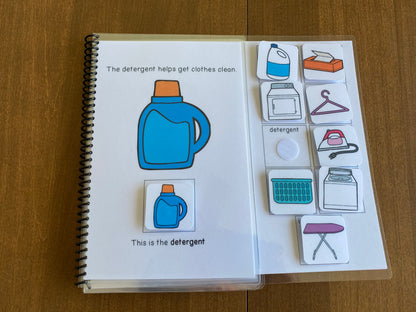 Laundry Vocabulary Life Skills Adaptive Booklet w Task Cards (Special Ed and Autism Resource) - Fully Prepped