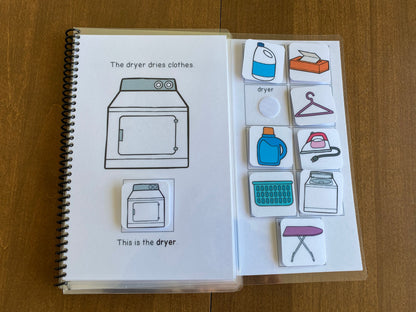 Laundry Vocabulary Life Skills Adaptive Booklet w Task Cards (Special Ed and Autism Resource) - Fully Prepped