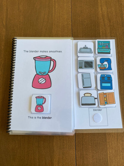 Kitchen Vocabulary Life Skills Adaptive Booklet w Task Cards (Special Ed and Autism Resource) - Fully Prepped