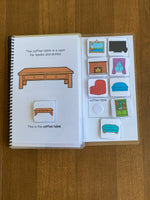 Living Room Vocabulary Life Skills Adaptive Booklet w Task Cards (Special Ed and Autism Resource)