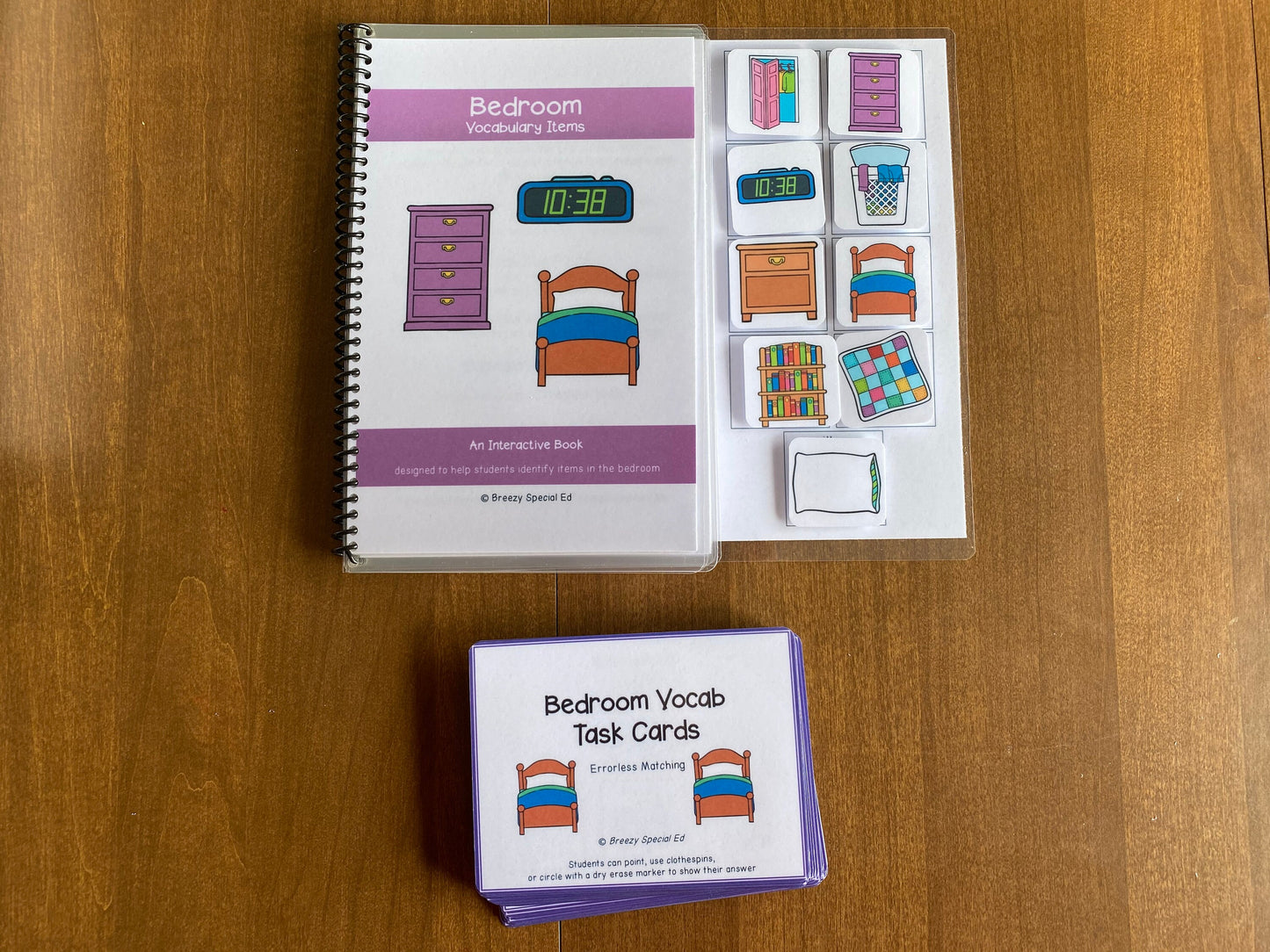 Bedroom Vocabulary Life Skills Adaptive Booklet w Task Cards (Special Ed and Autism Resource) - Fully Prepped