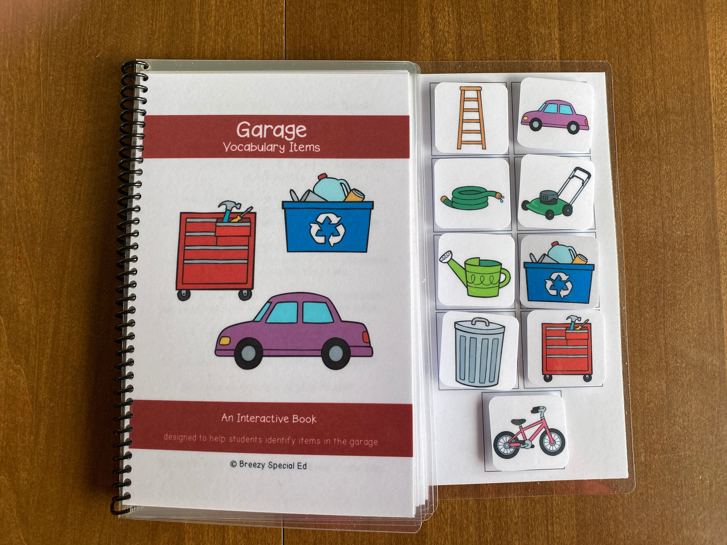 Garage Vocabulary Life Skills Adaptive Booklet w Task Cards (Special Ed and Autism Resource) - Fully Prepped
